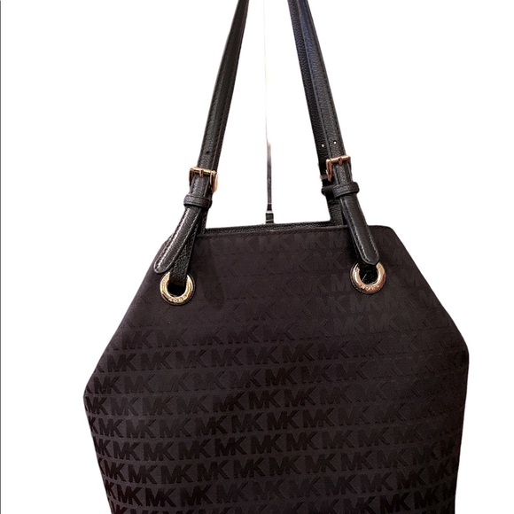 Michael Kors Jet set Grab Monogram Jacquard Black Logo Tote Bag - Picture 3 of 8